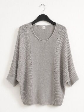 Swell Oversized Gray Open Knit Dolman Sweater Relaxed Boho